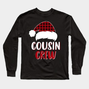 Cousin Crew Red Plaid Santa Hat Family Matching Christmas Pajama Long Sleeve T-Shirt